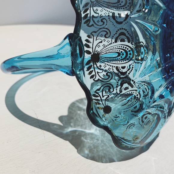 Vintage Murano Venetian Art Blue Glass Basket - Picture 6 of 8